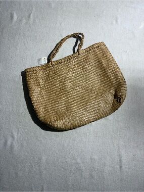 Handwoven Straw Tote Bag in Natural Tan